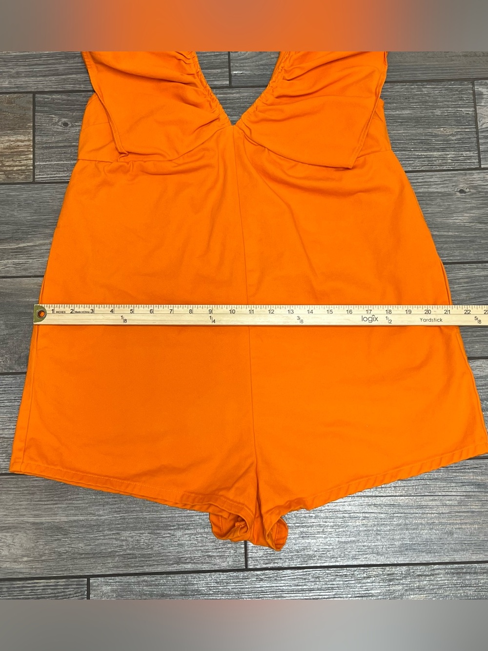 Day + Moon Orange Ruffle Sleeve Shorts Romper Womens Small Bright Orange pockets - Picture 7 of 12